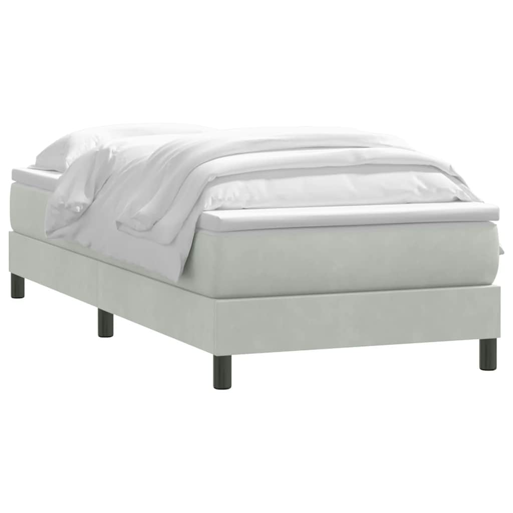 Box Spring κρεβάτι με στρώμα ανοιχτό γκρι 100x220 εκ. Βελούδινο - Pakobazaar