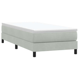 Box Spring κρεβάτι με στρώμα ανοιχτό γκρι 100x220 εκ. Βελούδινο - Pakobazaar