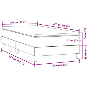 Box Spring κρεβάτι με στρώμα ανοιχτό γκρι 100x220 εκ. Βελούδινο - Pakobazaar
