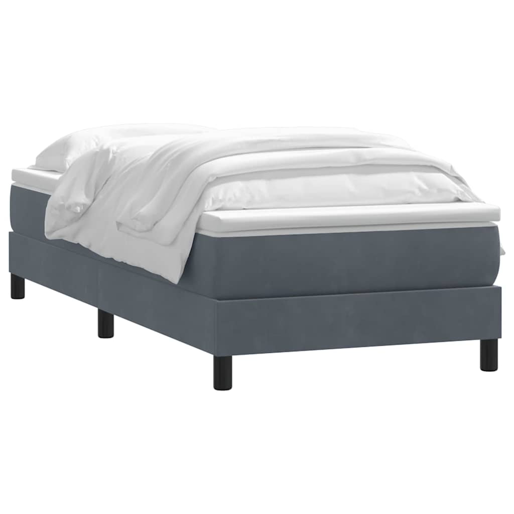 Box Spring Κρεβάτι με στρώμα Σκούρο γκρι 100x220 εκ. Βελούδινο - Pakobazaar