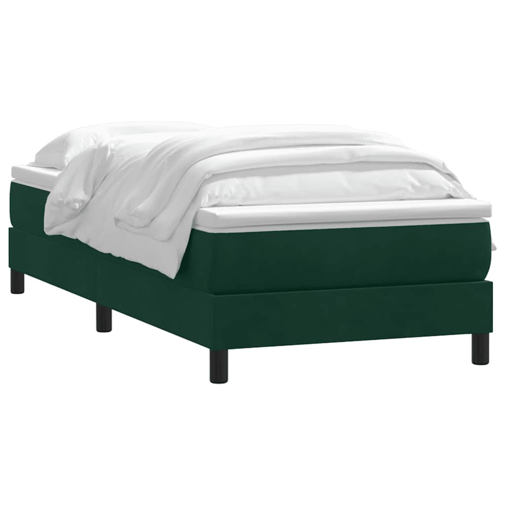 Box Spring κρεβάτι με στρώμα σκούρο πράσινο 100x220cm Βελούδινο - Pakobazaar