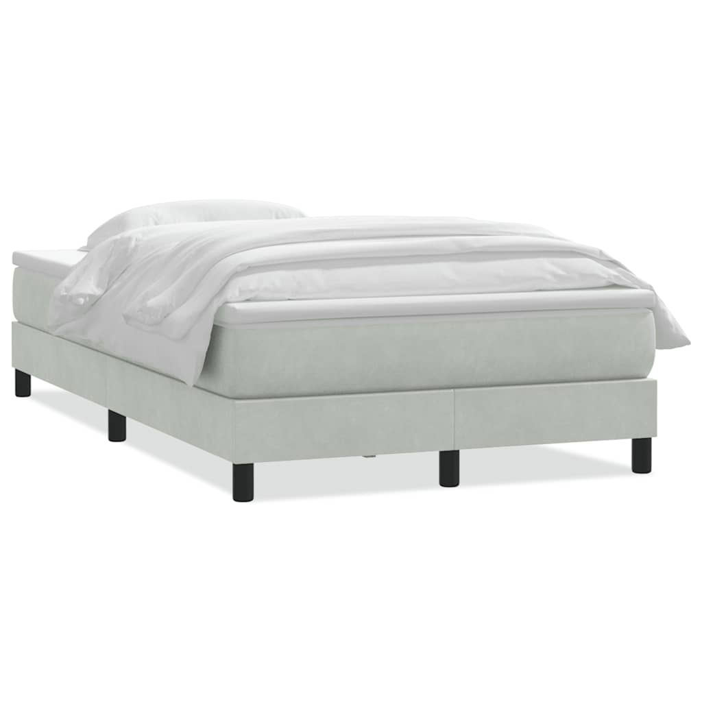 Κρεβάτι Boxspring με Στρώμα Ανοιχτό Γκρι 120x220 εκ. Βελούδινο