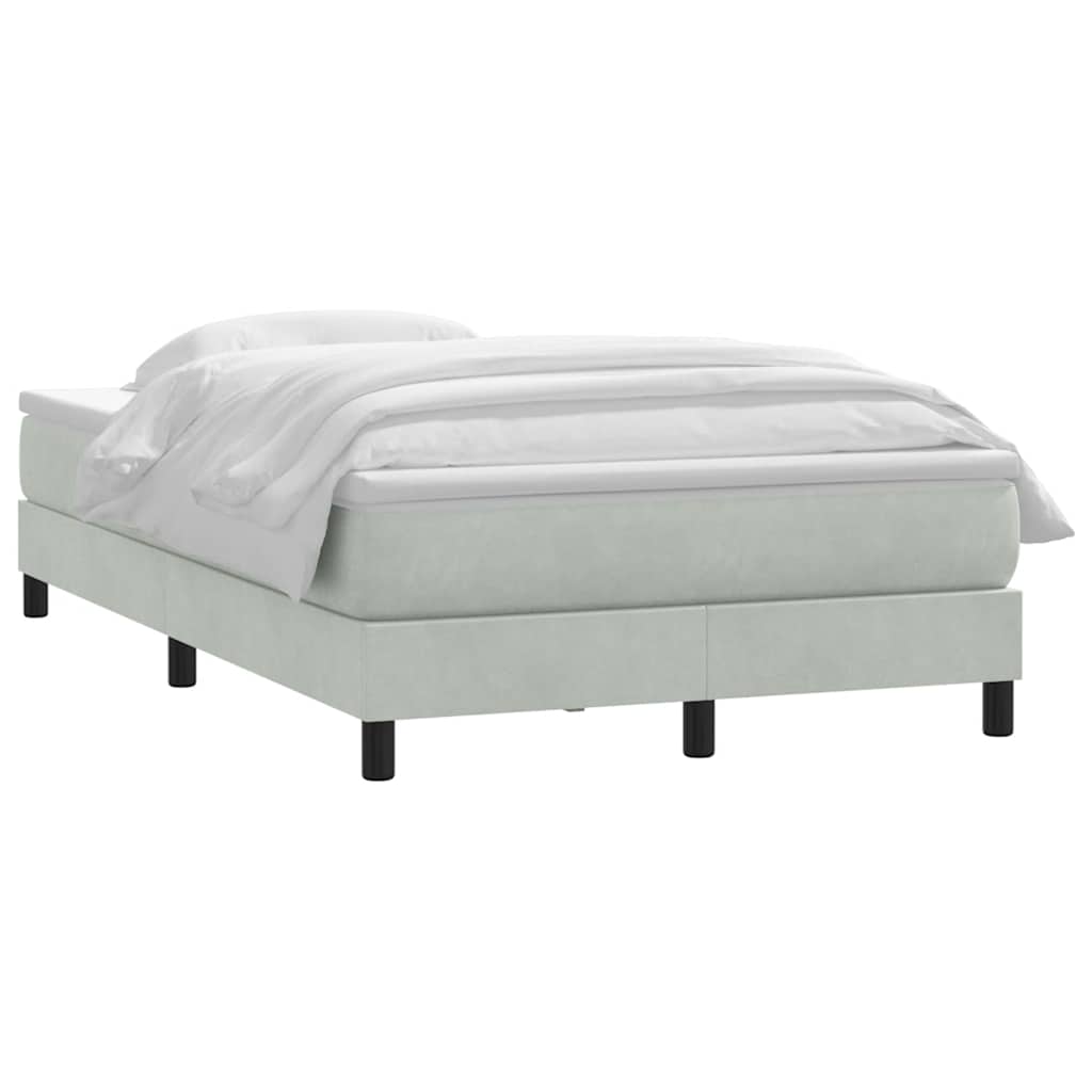Κρεβάτι Boxspring με Στρώμα Ανοιχτό Γκρι 120x220 εκ. Βελούδινο