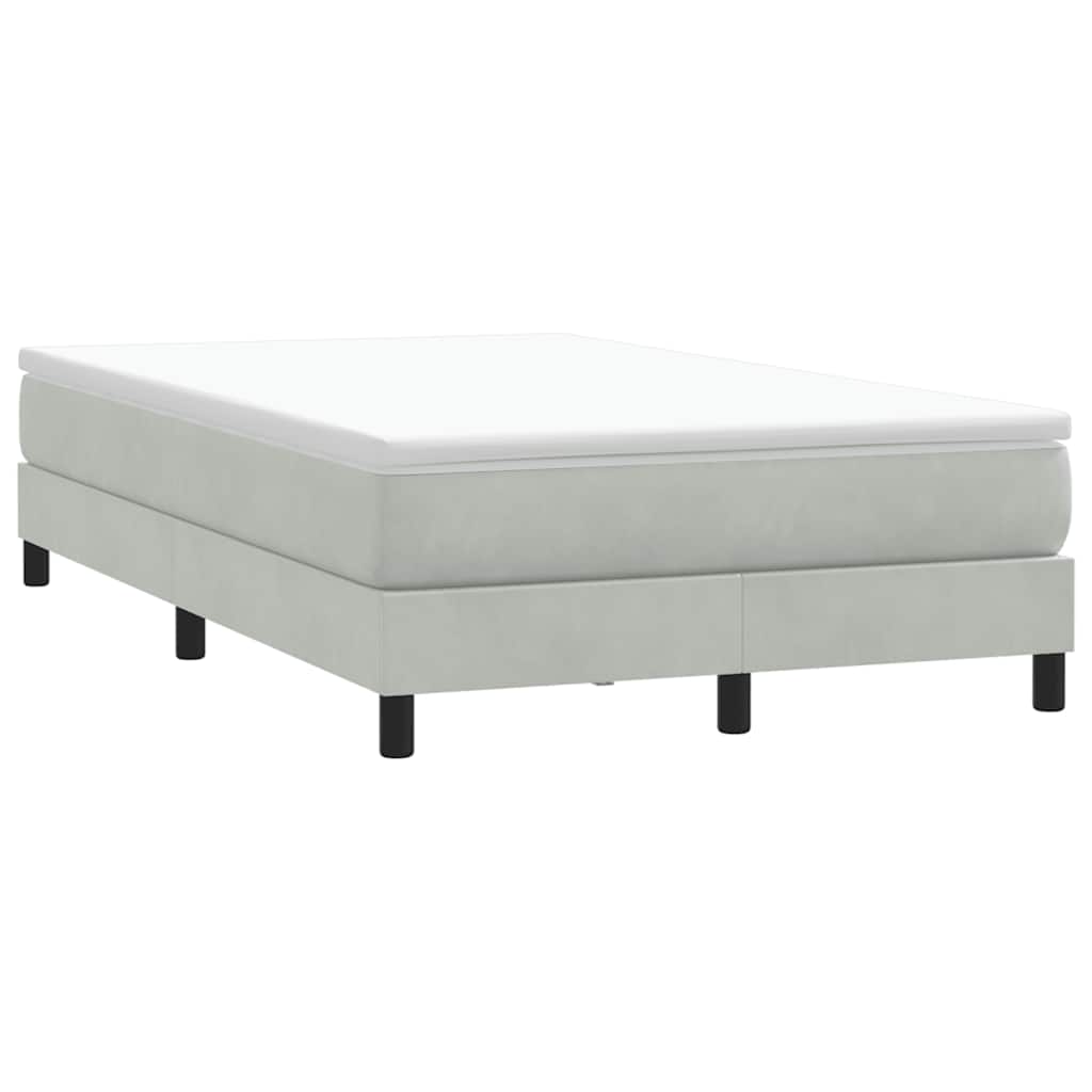 Κρεβάτι Boxspring με Στρώμα Ανοιχτό Γκρι 120x220 εκ. Βελούδινο