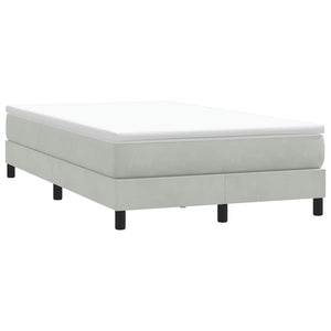 Κρεβάτι Boxspring με Στρώμα Ανοιχτό Γκρι 120x220 εκ. Βελούδινο - Pakobazaar