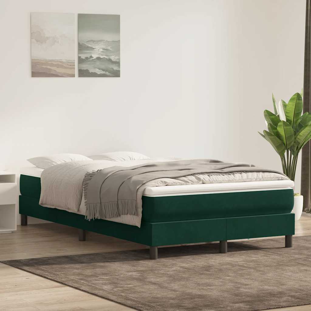 Box Spring κρεβάτι με στρώμα σκούρο πράσινο 120x220cm Βελούδινο - Pakobazaar