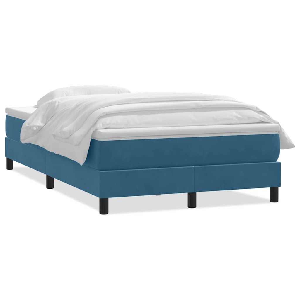 Box Spring κρεβάτι με στρώμα σκούρο μπλε 120x220 cm Βελούδινο