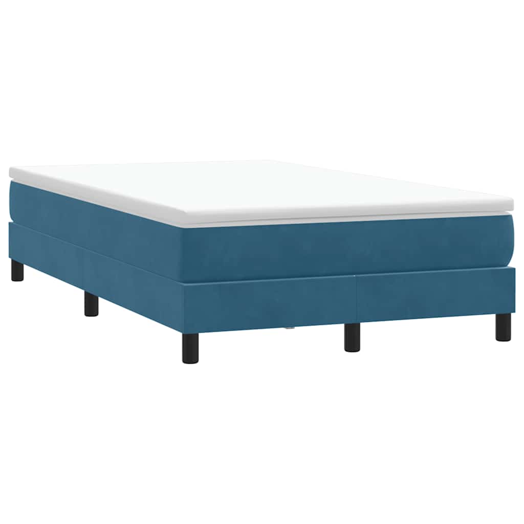 Box Spring κρεβάτι με στρώμα σκούρο μπλε 120x220 cm Βελούδινο