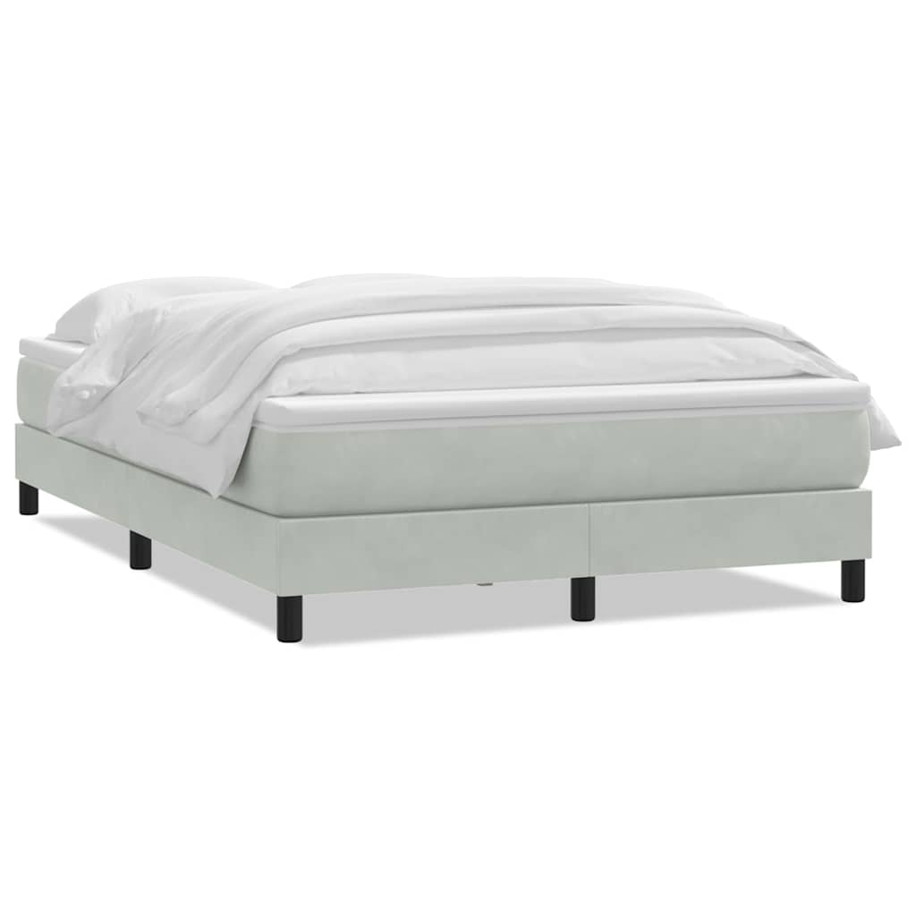 Κρεβάτι Boxspring με Στρώμα Ανοιχτό Γκρι 140x220 εκ. Βελούδινο - Pakobazaar