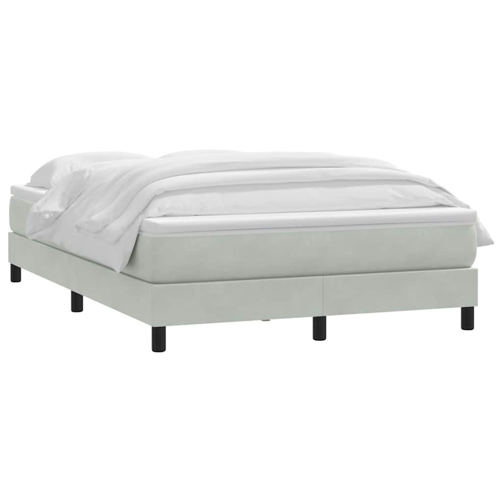 Κρεβάτι Boxspring με Στρώμα Ανοιχτό Γκρι 140x220 εκ. Βελούδινο - Pakobazaar