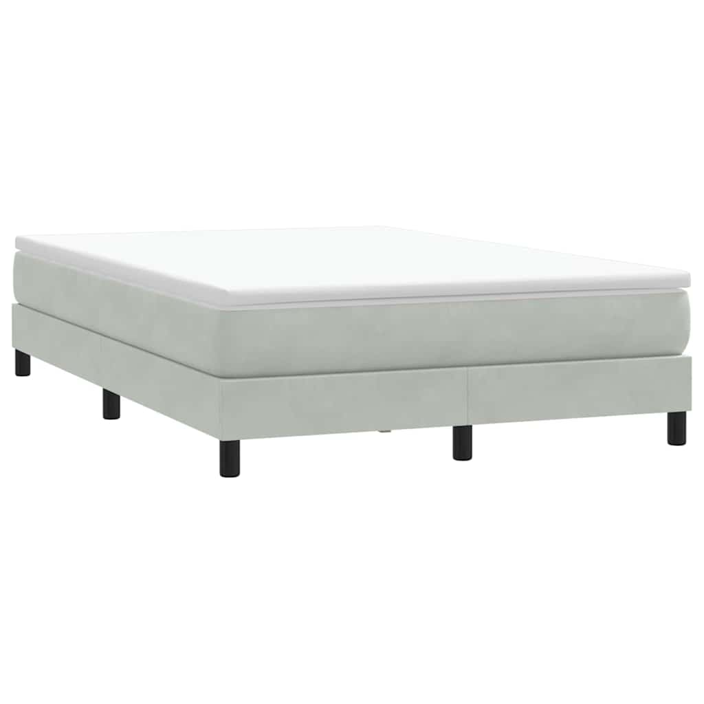 Κρεβάτι Boxspring με Στρώμα Ανοιχτό Γκρι 140x220 εκ. Βελούδινο - Pakobazaar