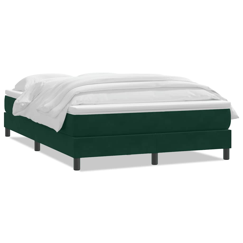 Box Spring Κρεβάτι με στρώμα Σκούρο πράσινο 140x220cm Βελούδινο