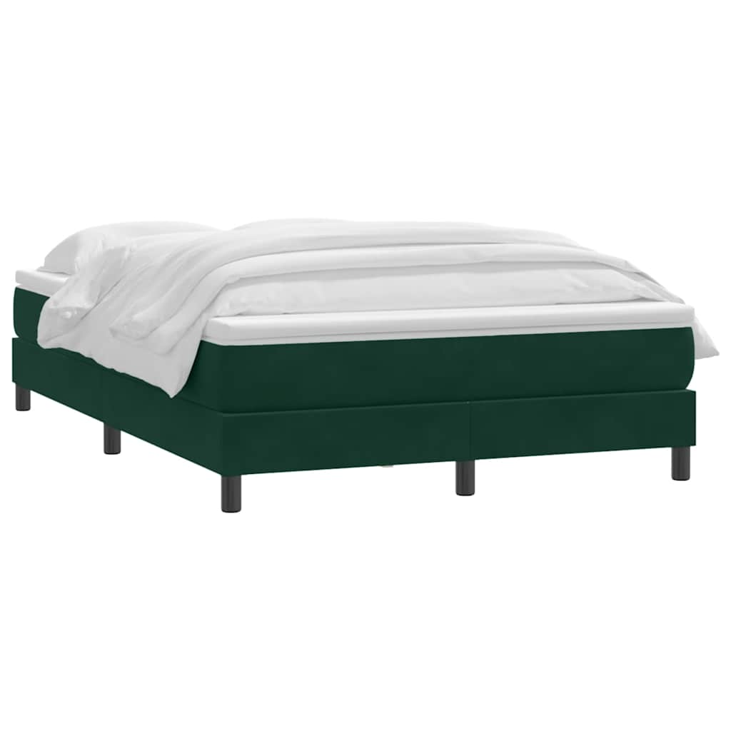 Box Spring Κρεβάτι με στρώμα Σκούρο πράσινο 140x220cm Βελούδινο