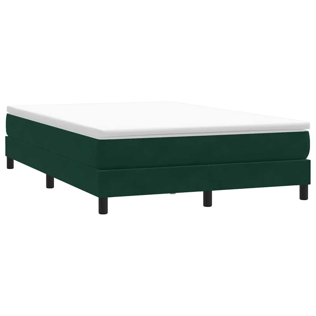 Box Spring Κρεβάτι με στρώμα Σκούρο πράσινο 140x220cm Βελούδινο