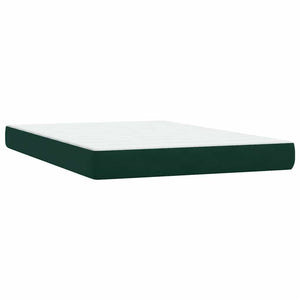 Box Spring Κρεβάτι με στρώμα Σκούρο πράσινο 140x220cm Βελούδινο