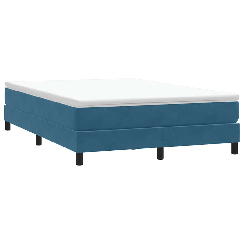 Box Spring κρεβάτι με στρώμα σκούρο μπλε 140x220 cm Βελούδινο
