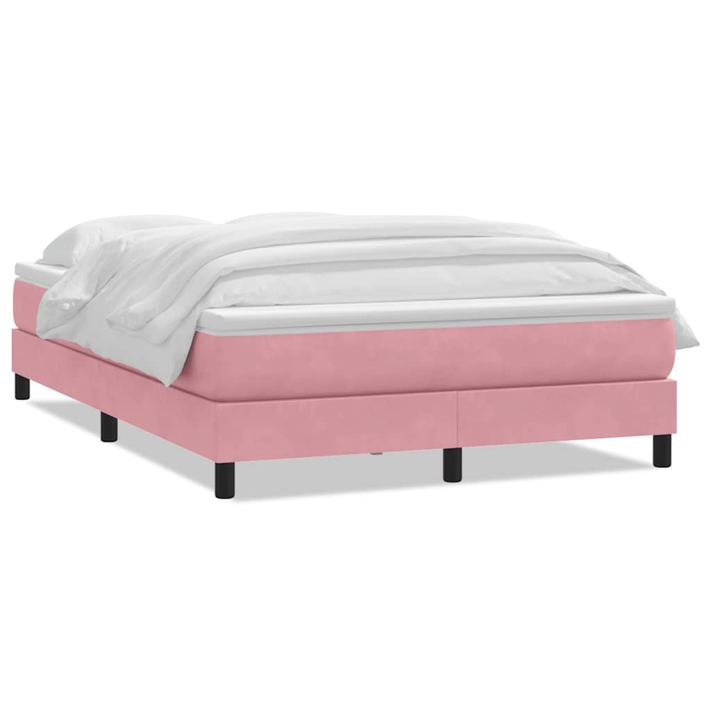 Box Spring κρεβάτι με στρώμα ροζ 140x220 cm Βελούδινο