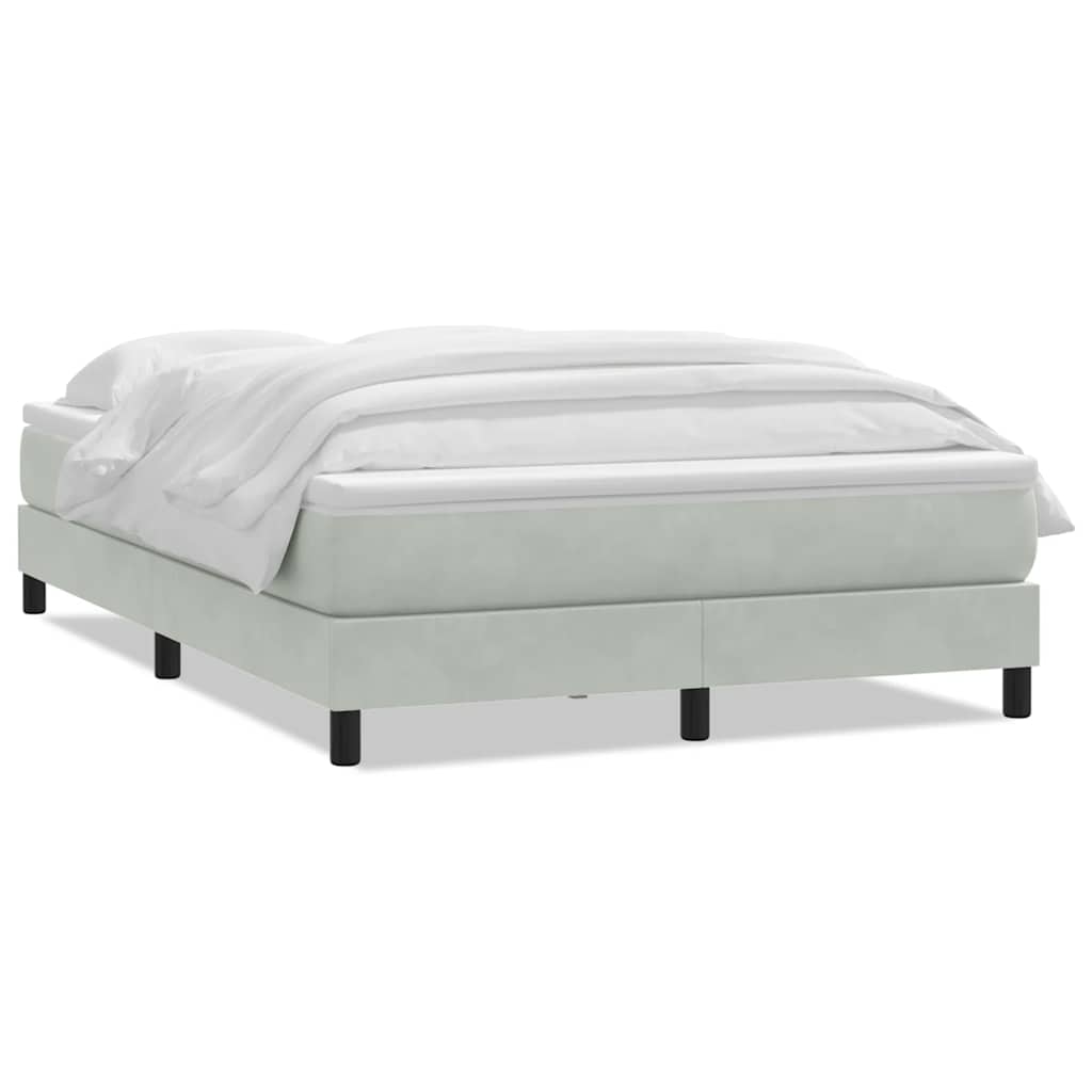 Κρεβάτι Boxspring με Στρώμα Ανοιχτό Γκρι 160x220 εκ. Βελούδινο