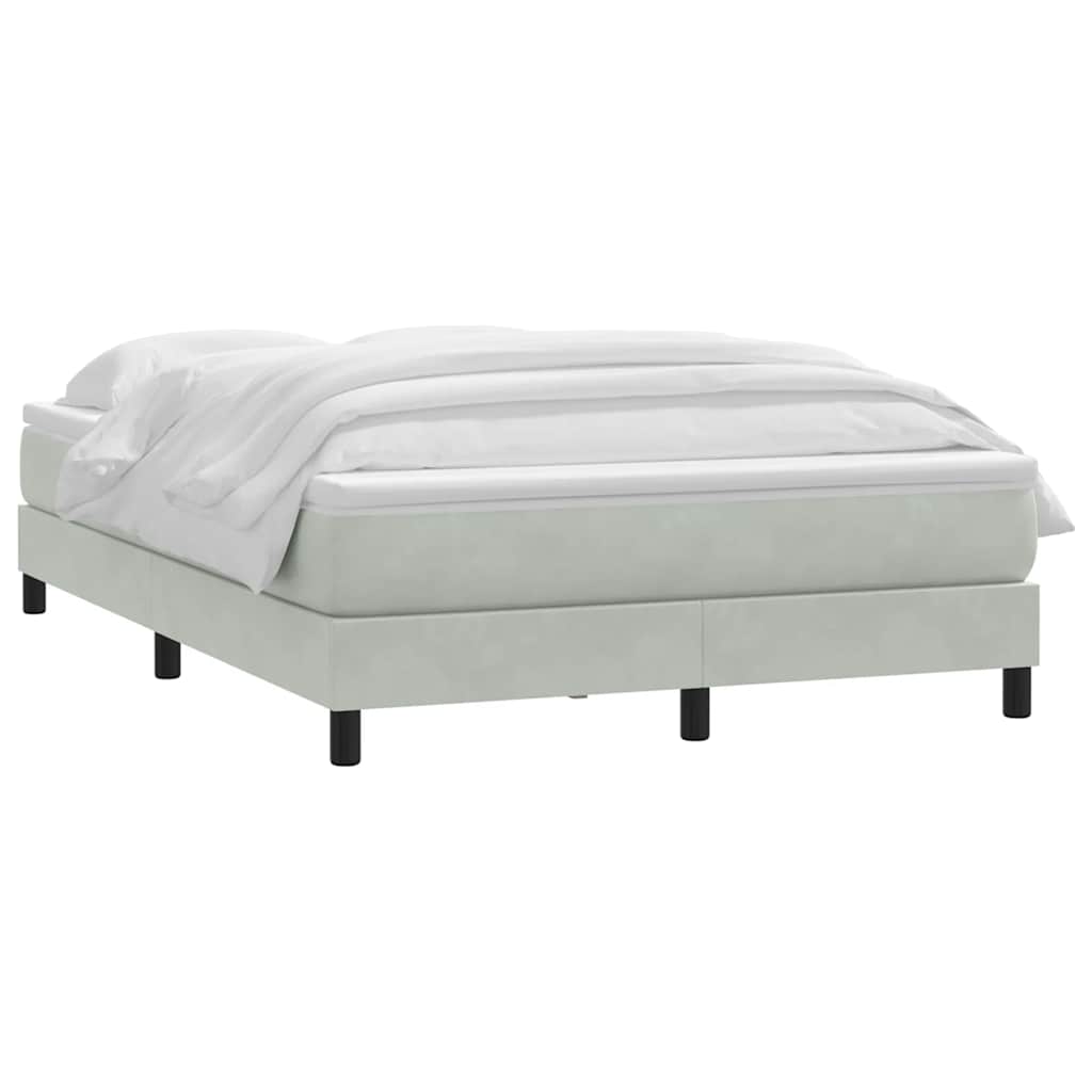 Κρεβάτι Boxspring με Στρώμα Ανοιχτό Γκρι 160x220 εκ. Βελούδινο