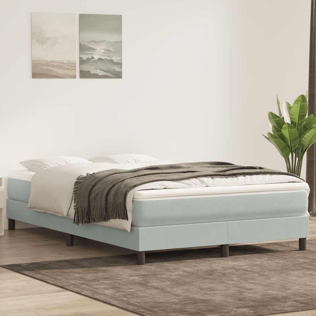 Κρεβάτι Boxspring με Στρώμα Ανοιχτό Γκρι 160x220 εκ. Βελούδινο