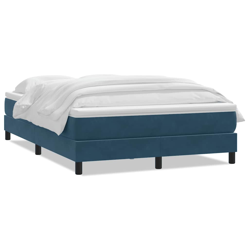 Box Spring κρεβάτι με στρώμα σκούρο μπλε 160x220 cm Βελούδινο - Pakobazaar