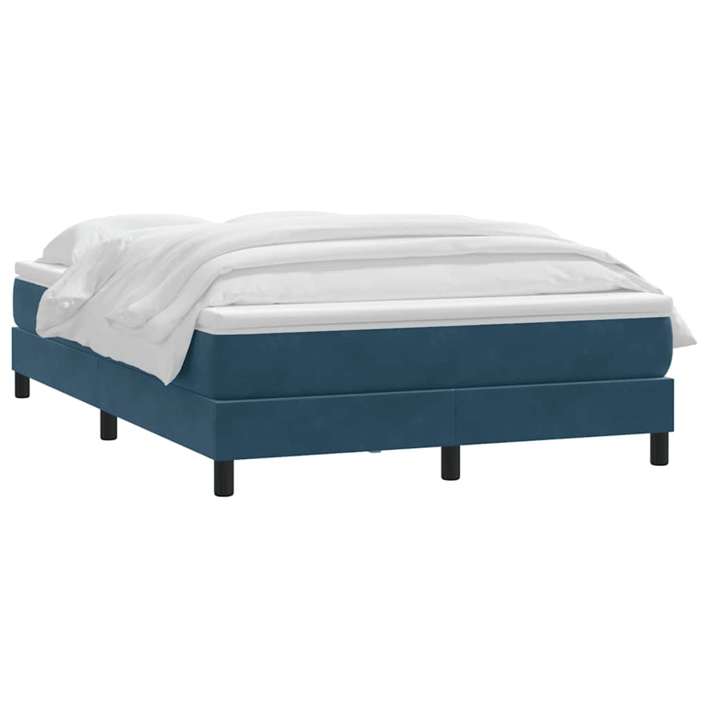 Box Spring κρεβάτι με στρώμα σκούρο μπλε 160x220 cm Βελούδινο - Pakobazaar