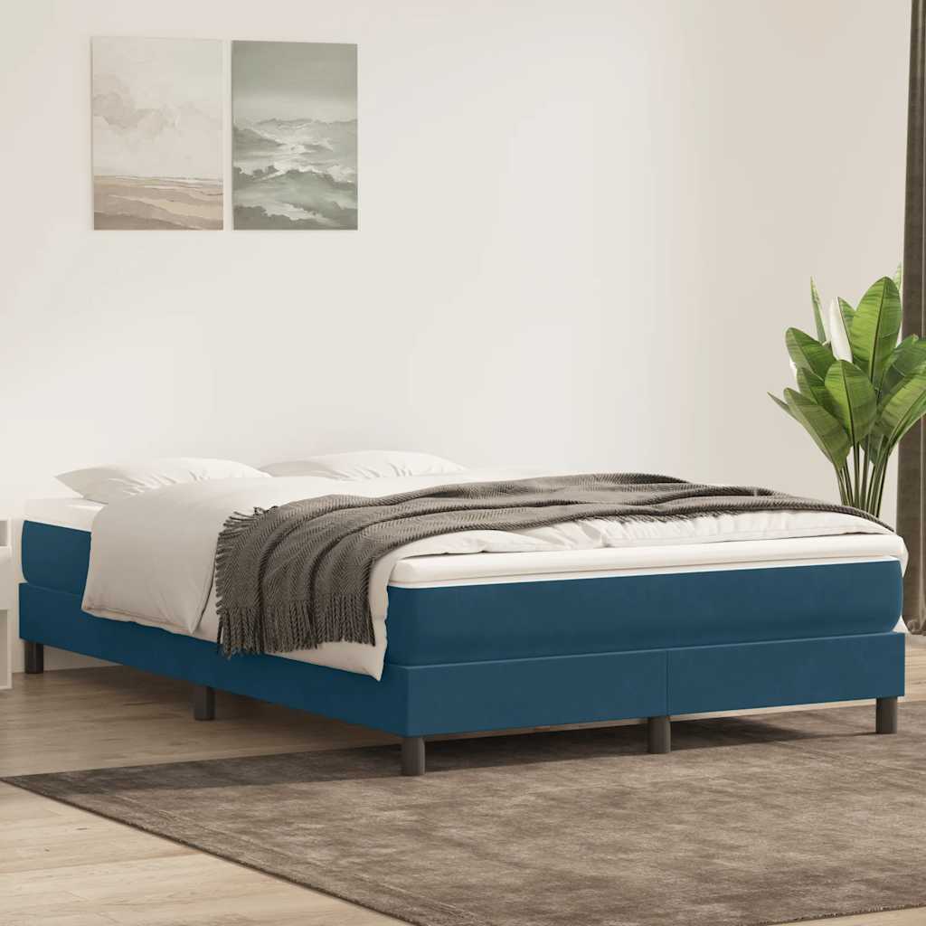 Box Spring κρεβάτι με στρώμα σκούρο μπλε 160x220 cm Βελούδινο - Pakobazaar