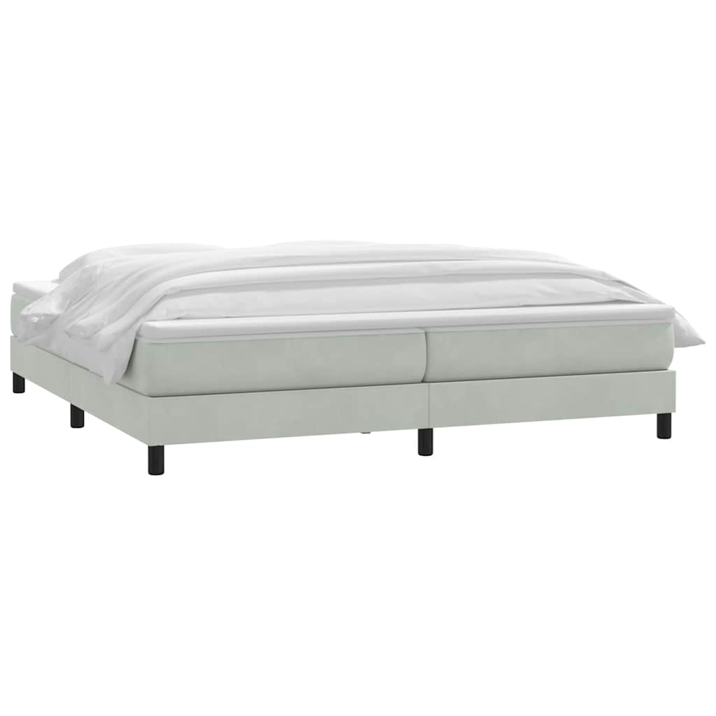 Box Spring κρεβάτι με στρώμα ανοιχτό γκρι 180x220 cm Βελούδινο