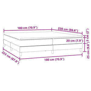 Box Spring Κρεβάτι με στρώμα Σκούρο γκρι 180x220 εκ. Βελούδινο