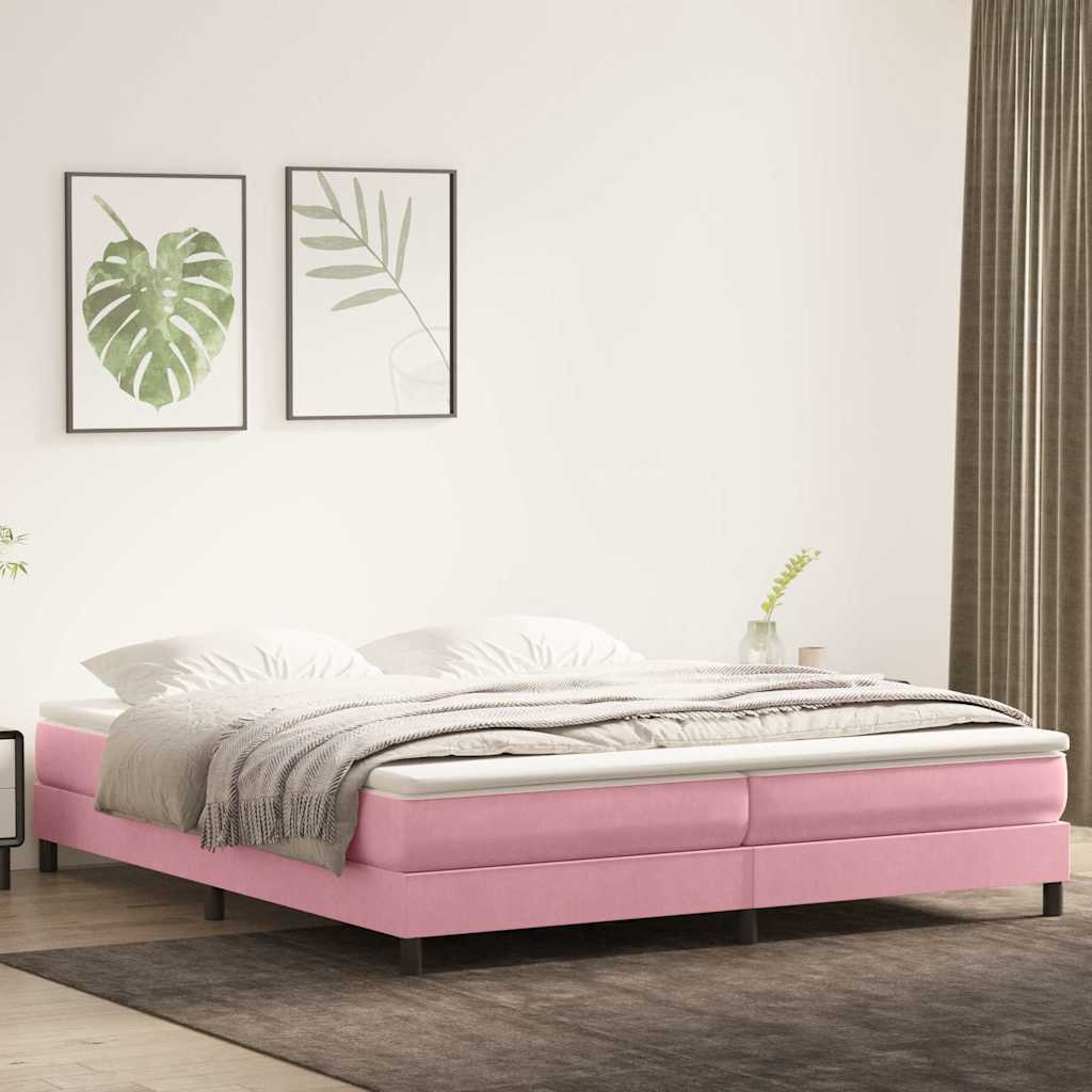 Box Spring κρεβάτι με στρώμα ροζ 180x220 cm Βελούδινο - Pakobazaar