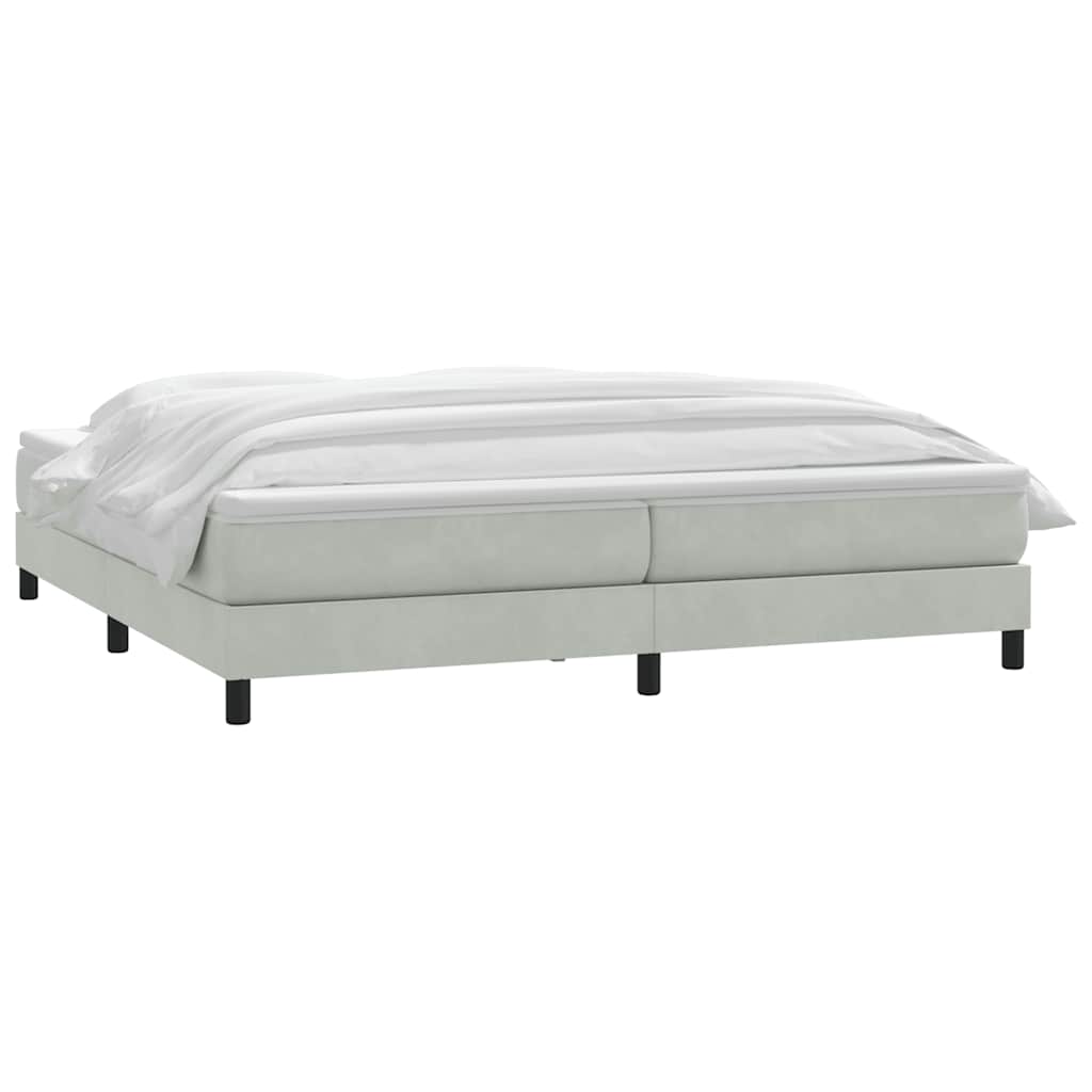 Box Spring κρεβάτι με στρώμα ανοιχτό γκρι 200x220 εκ. Βελούδινο