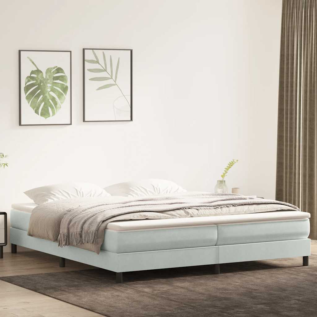Box Spring κρεβάτι με στρώμα ανοιχτό γκρι 200x220 εκ. Βελούδινο