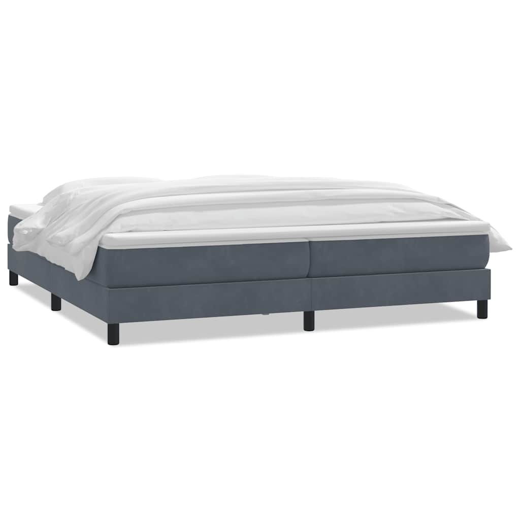 Box Spring Κρεβάτι με στρώμα Σκούρο γκρι 200x220 cm Βελούδινο - Pakobazaar