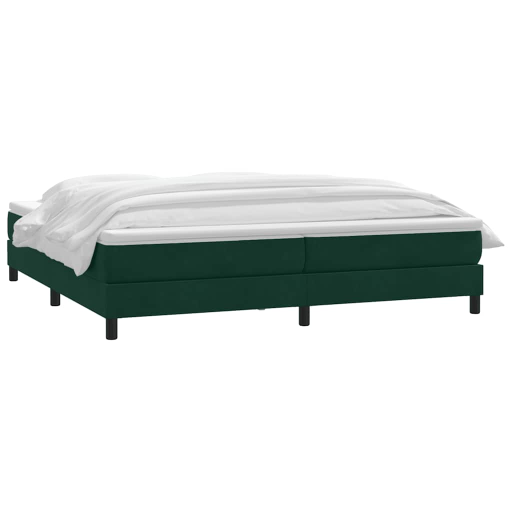 Box Spring Κρεβάτι με στρώμα Σκούρο πράσινο 200x220cm Βελούδινο - Pakobazaar