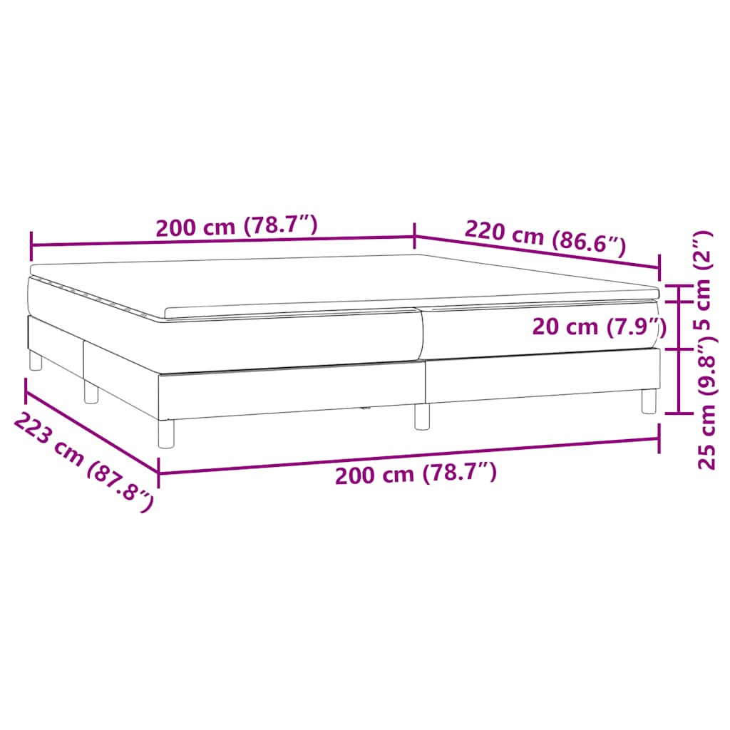 Box Spring Κρεβάτι με στρώμα Σκούρο πράσινο 200x220cm Βελούδινο - Pakobazaar