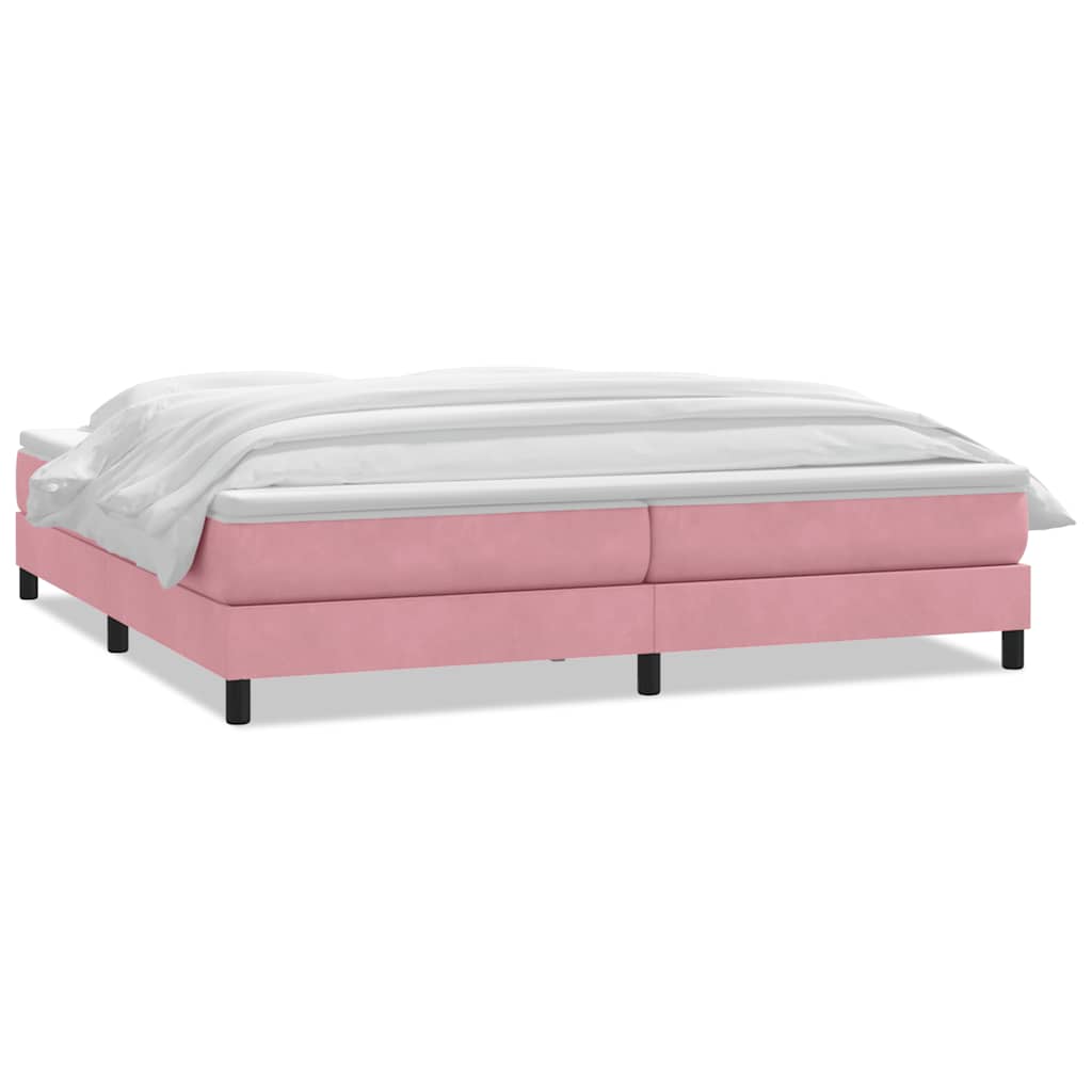 Box Spring κρεβάτι με στρώμα ροζ 200x220 cm Βελούδινο
