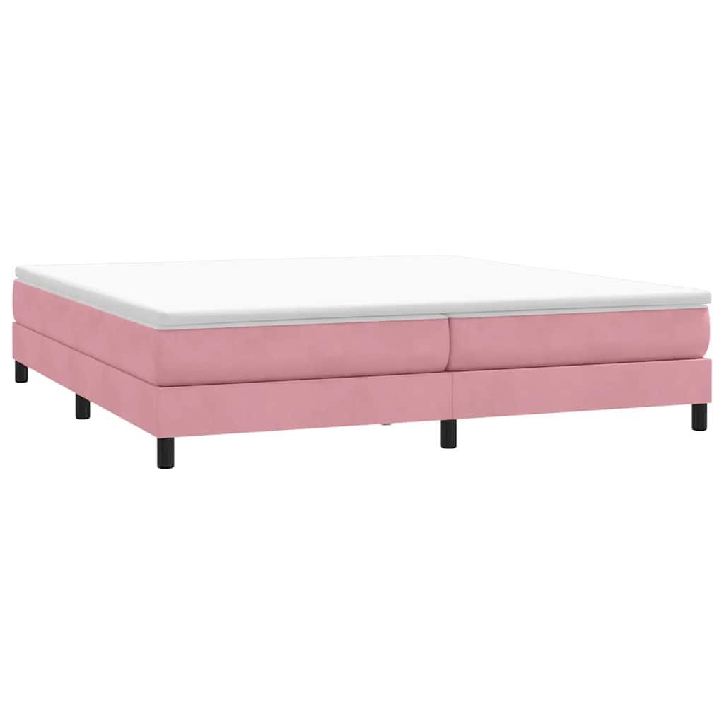 Box Spring κρεβάτι με στρώμα ροζ 200x220 cm Βελούδινο