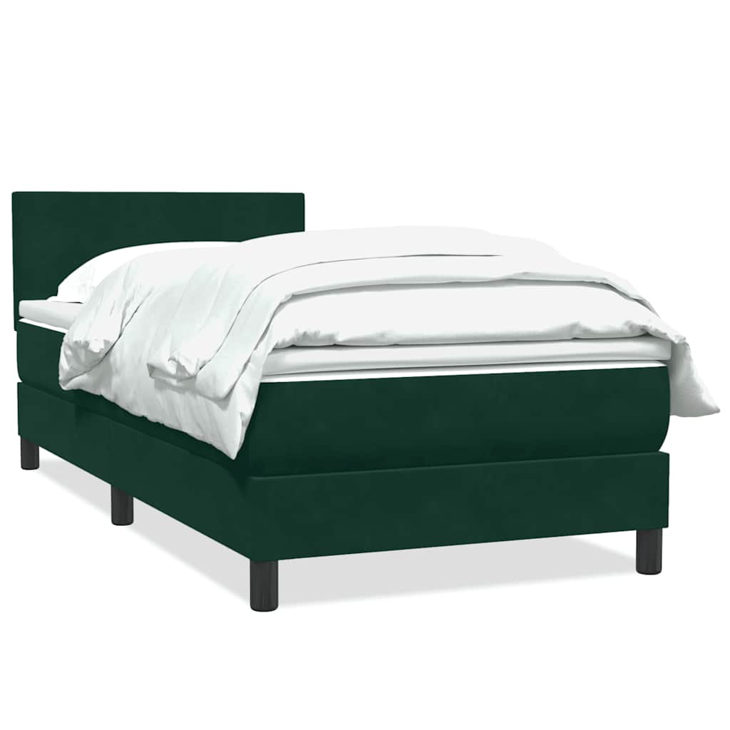 Box Spring Κρεβάτι με στρώμα Σκούρο πράσινο 80x210 cm Velvet - Pakobazaar