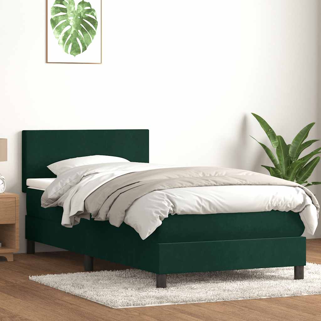 Box Spring Κρεβάτι με στρώμα Σκούρο πράσινο 80x210 cm Velvet - Pakobazaar