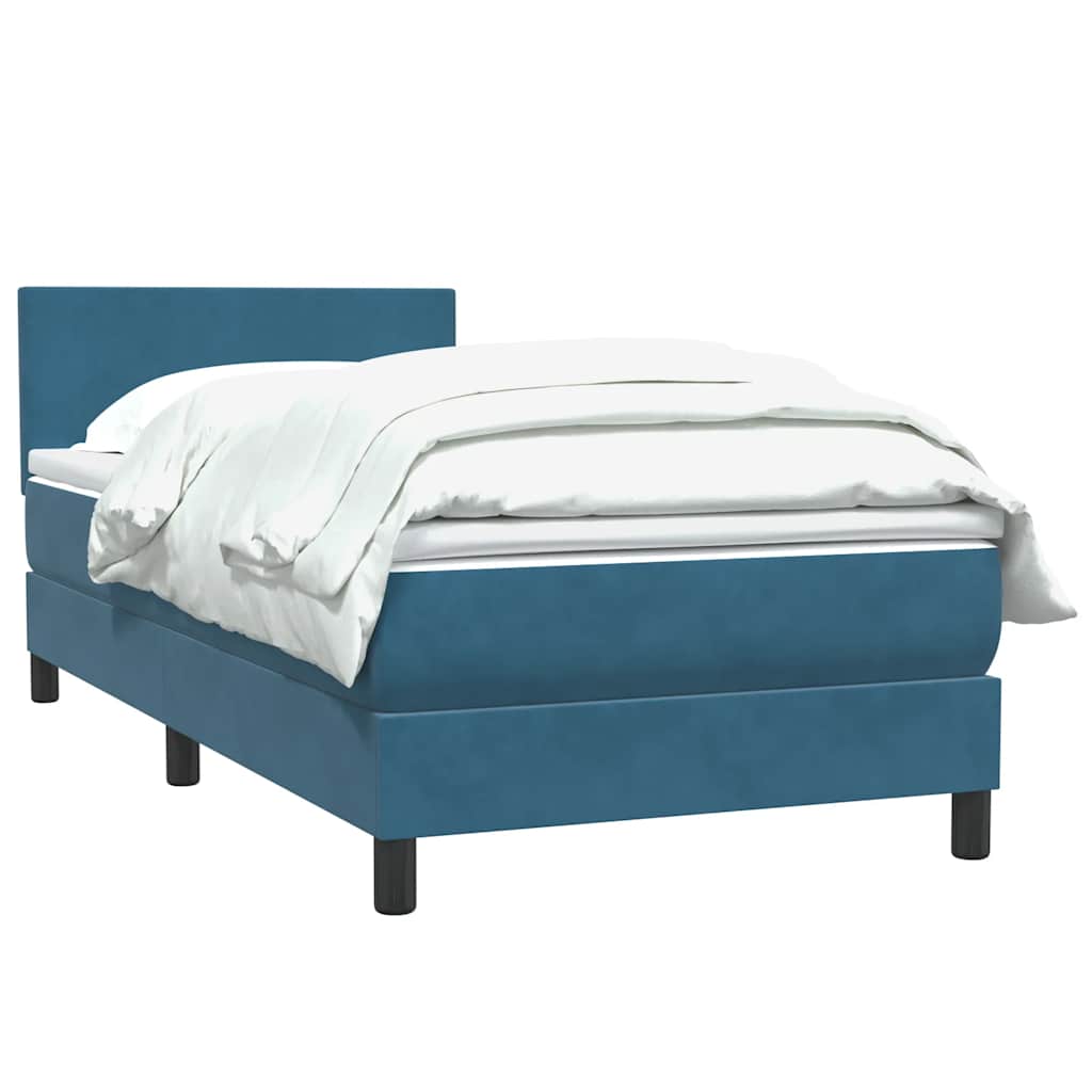 Box Spring κρεβάτι με στρώμα σκούρο μπλε 80x210 εκ. Βελούδινο