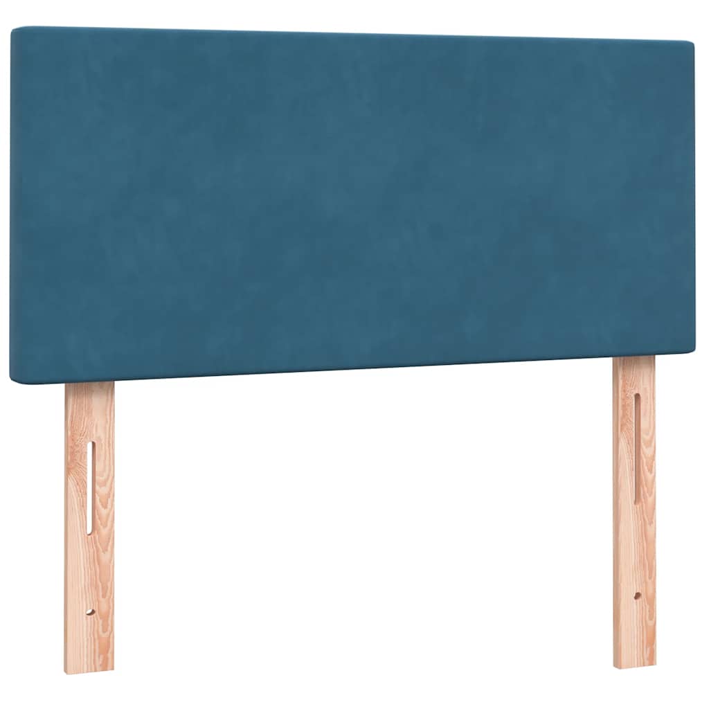 Box Spring κρεβάτι με στρώμα σκούρο μπλε 80x210 εκ. Βελούδινο