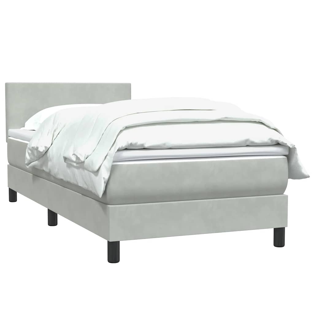 Box Spring κρεβάτι με στρώμα ανοιχτό γκρι 90x210 cm Βελούδινο