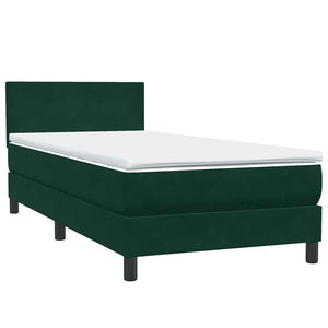 Box Spring κρεβάτι με στρώμα σκούρο πράσινο 90x210εκ. Βελούδινο - Pakobazaar