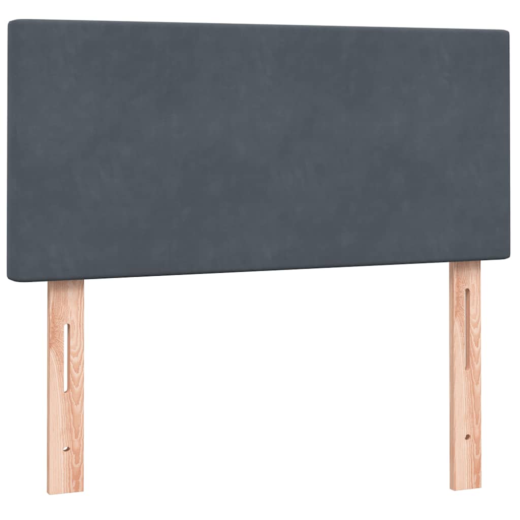 Κρεβάτι Boxspring με Στρώμα Σκούρο Γκρι 100x210 εκ. Βελούδινο - Pakobazaar