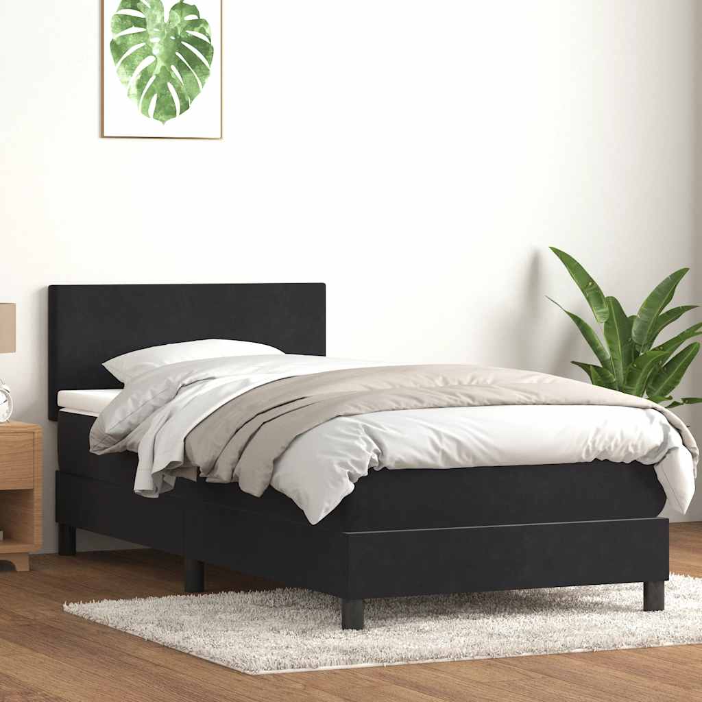 Box Spring Κρεβάτι με στρώμα Μαύρο 100x210 cm Βελούδινο - Pakobazaar