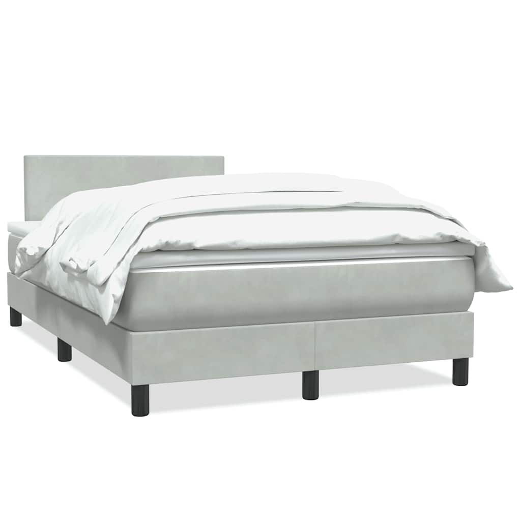 Κρεβάτι Boxspring με Στρώμα Ανοιχτό Γκρι 120x210 εκ. Βελούδινο - Pakobazaar