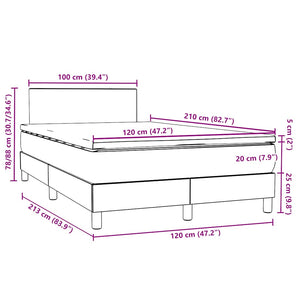 Κρεβάτι Boxspring με Στρώμα Ανοιχτό Γκρι 120x210 εκ. Βελούδινο