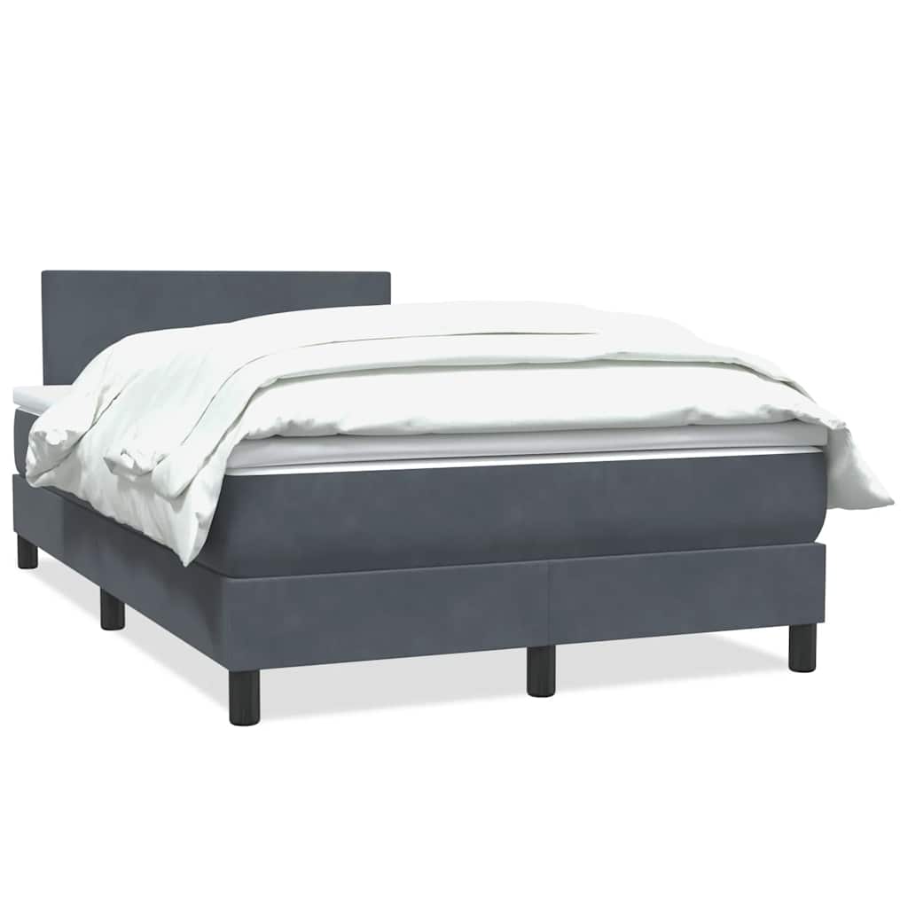 Κρεβάτι Boxspring με Στρώμα Σκούρο Γκρι 120x210 εκ. Βελούδινο - Pakobazaar