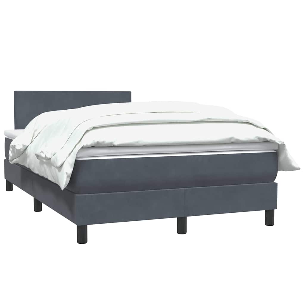 Κρεβάτι Boxspring με Στρώμα Σκούρο Γκρι 120x210 εκ. Βελούδινο - Pakobazaar
