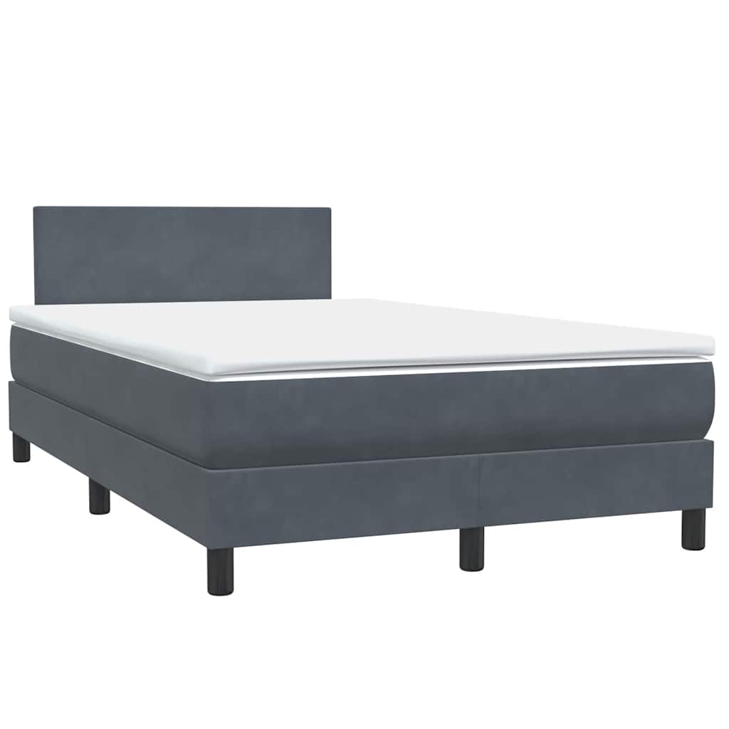 Κρεβάτι Boxspring με Στρώμα Σκούρο Γκρι 120x210 εκ. Βελούδινο - Pakobazaar
